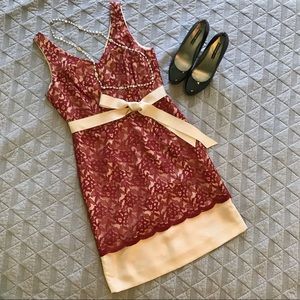 The Limited Red and Gold Lace Dress